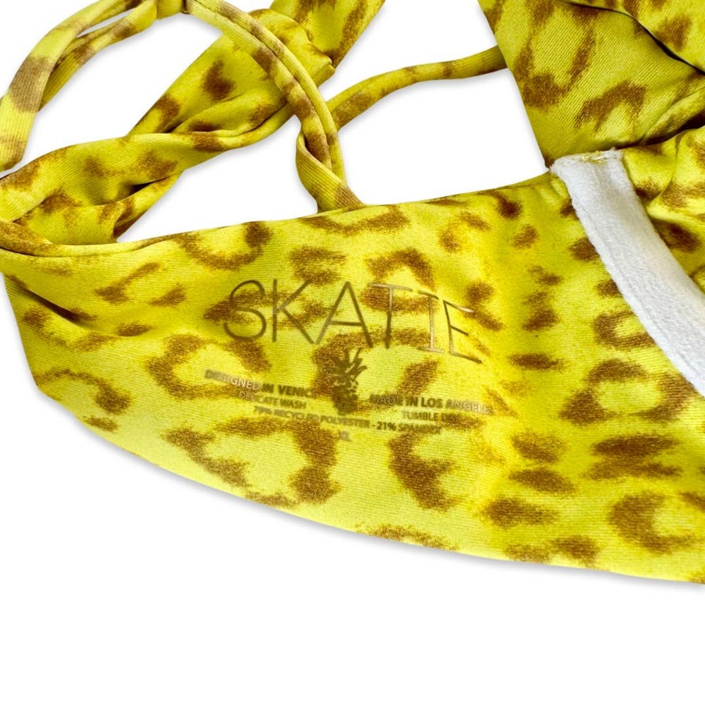 SKATIE Kate Bikini Top in Tulum Neon Yellow Cheetah Leopard Print XL - Picture 8 of 9